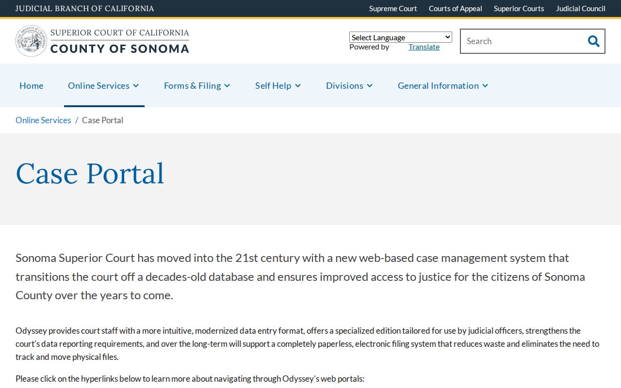 Santa Rosa people search Sonoma Superior Court case portal