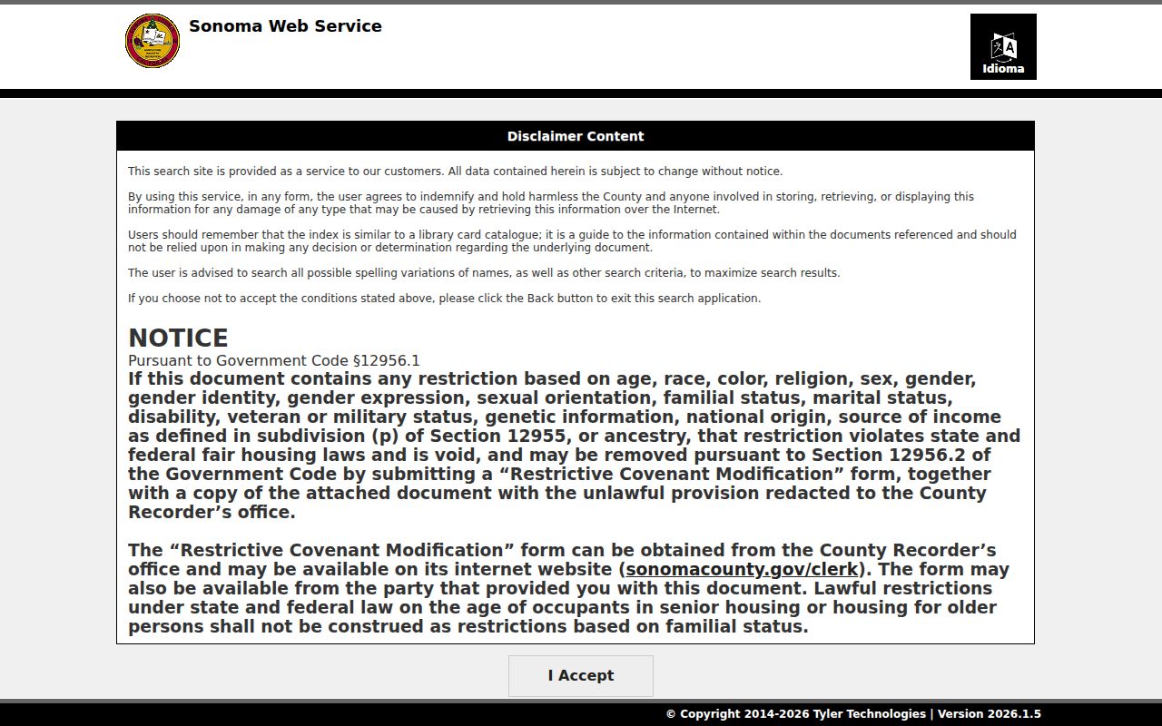 Santa Rosa people search Sonoma Web Service portal