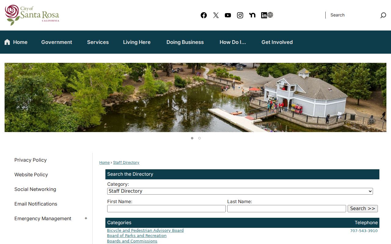 Santa Rosa people directories city staff search