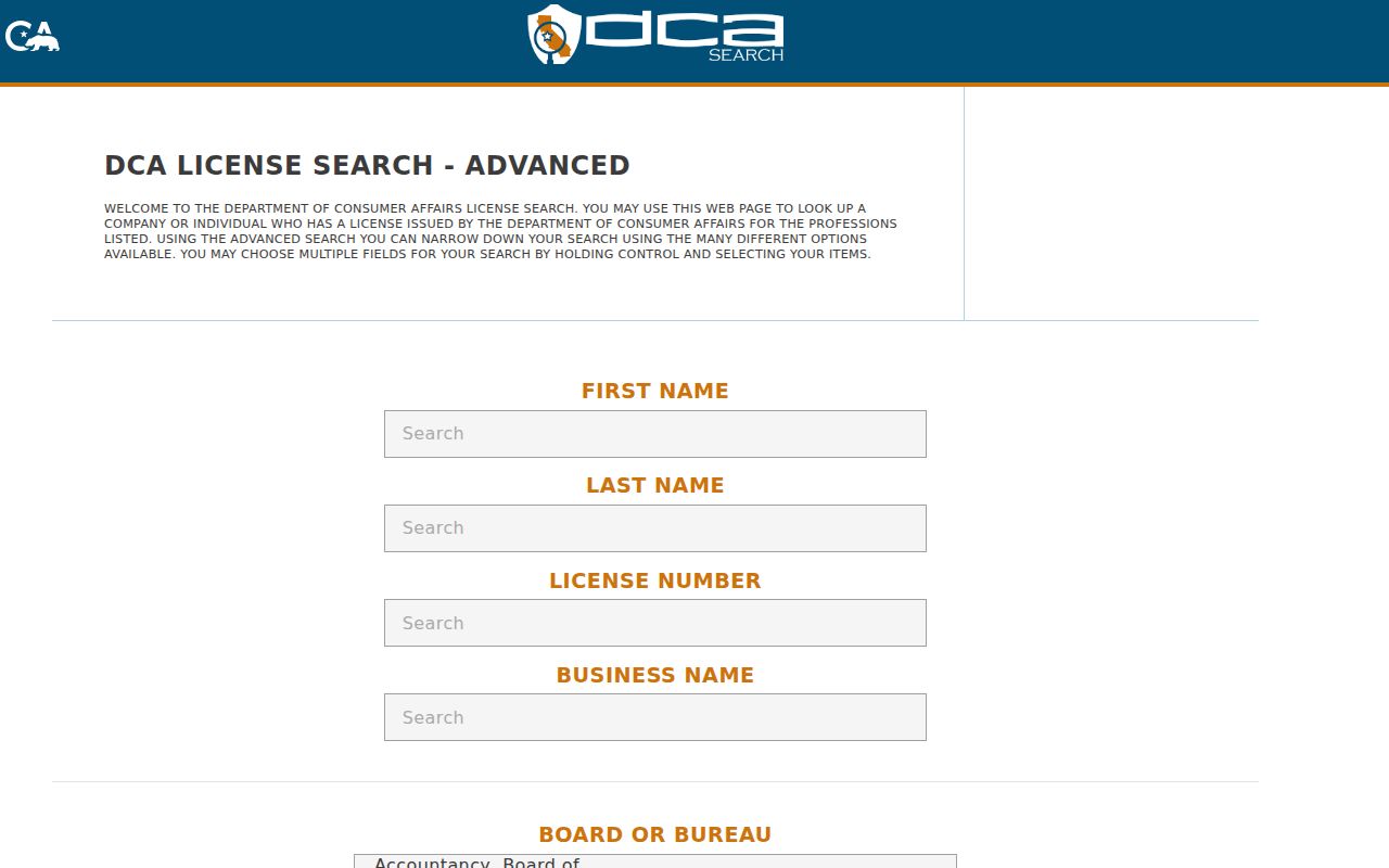 Santa Rosa people directories professional license search
