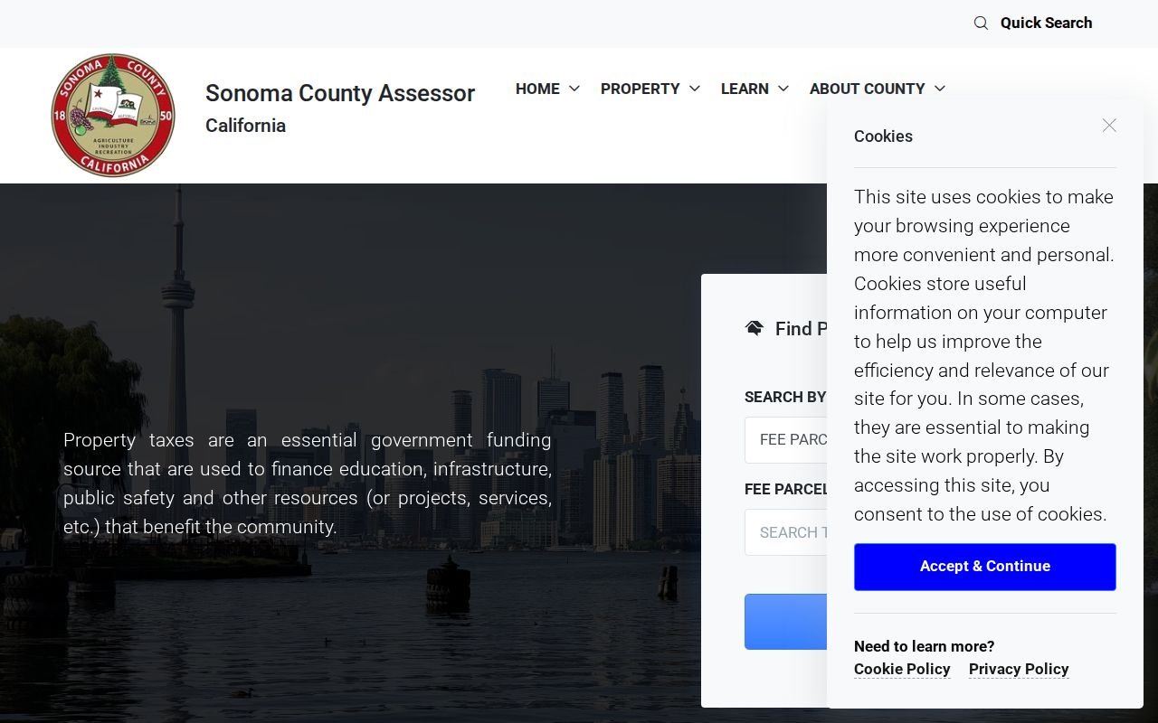 Santa Rosa public records search at the Sonoma County assessor portal