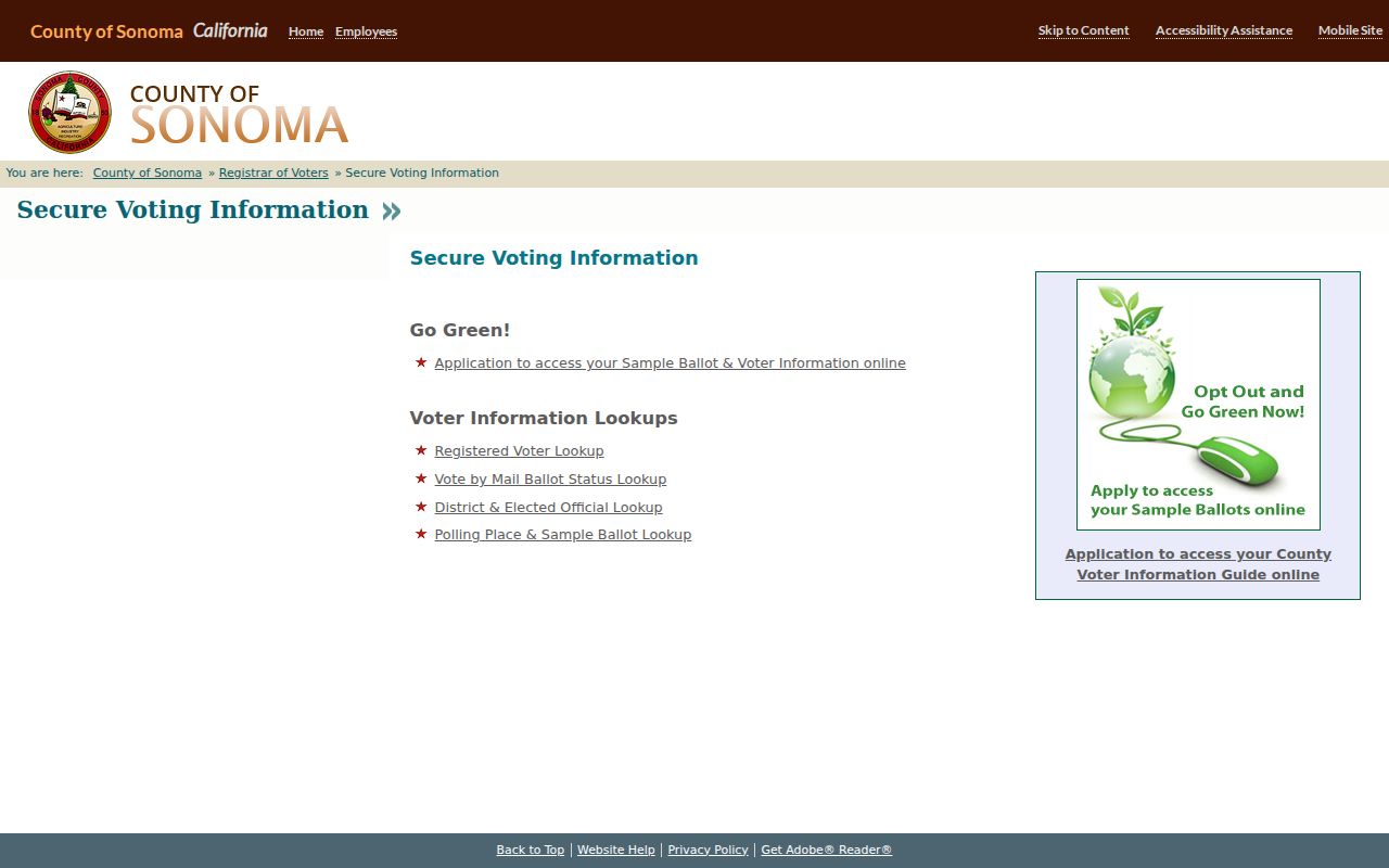 Santa Rosa voter registration secure election information hub